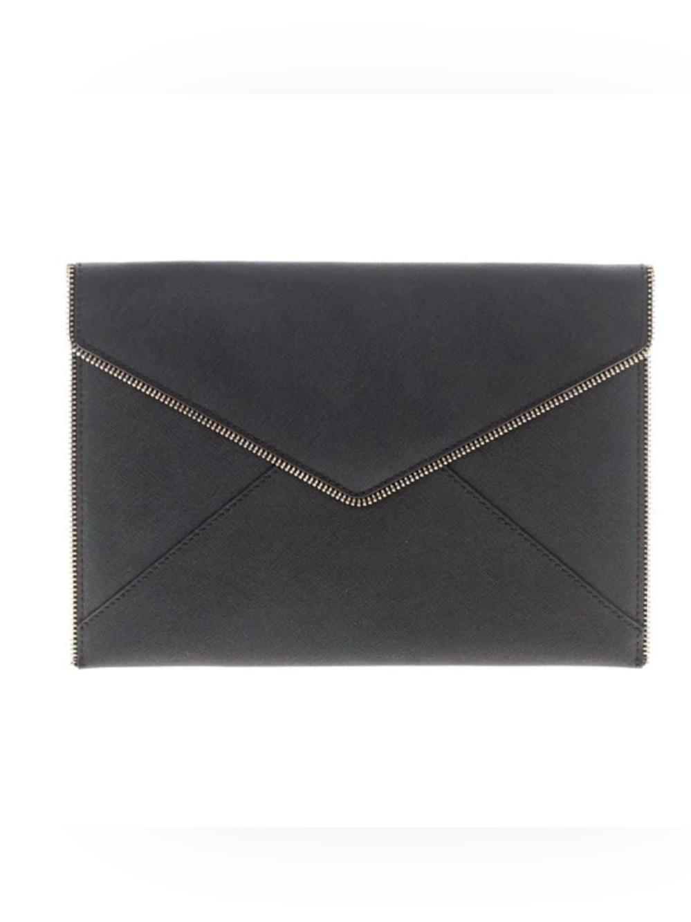 Rebecca Minkoff Black Envelope Clutch with Zip Trim